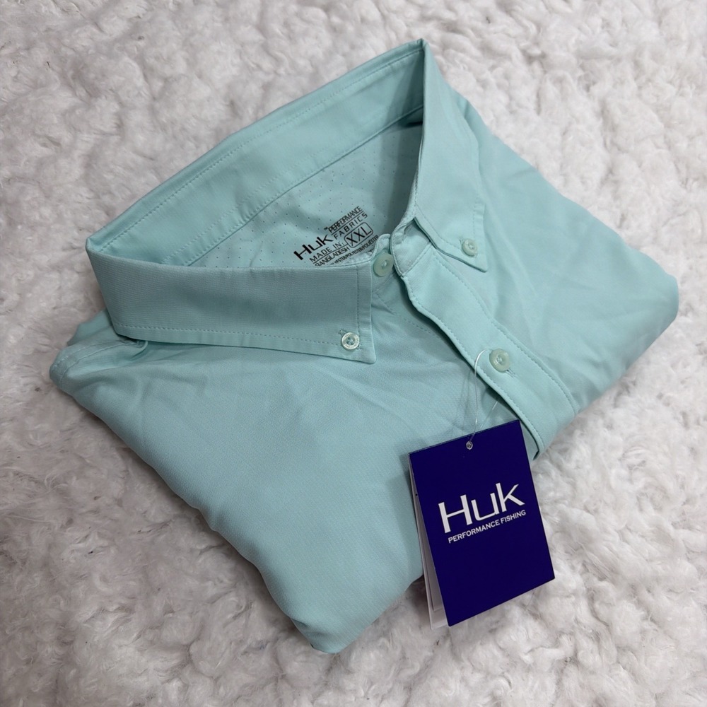 Huk Fishing Shirt Men's 2XL Roll Tab Button Vented Stretch Performance UPF New!!